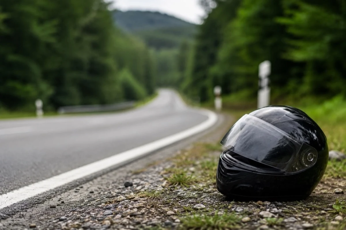 Rettungsfahrzeug an einer kurvigen Landstraße als Motiv zu einem Verkehrsunfall auf der B242 im Harz