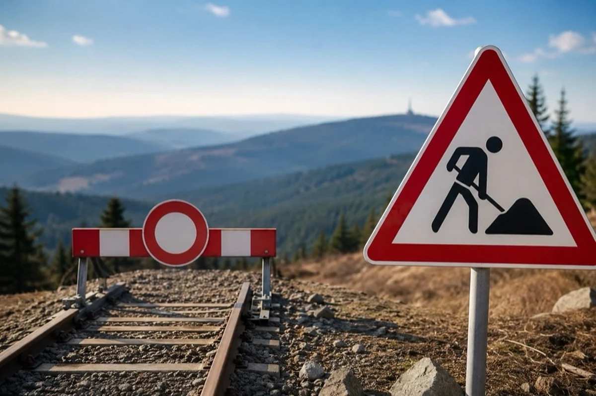 Schmalspurbahn mit Gleisen und Holzschwellen als Symbol für Bauarbeiten an der Brockenbahn im Harz