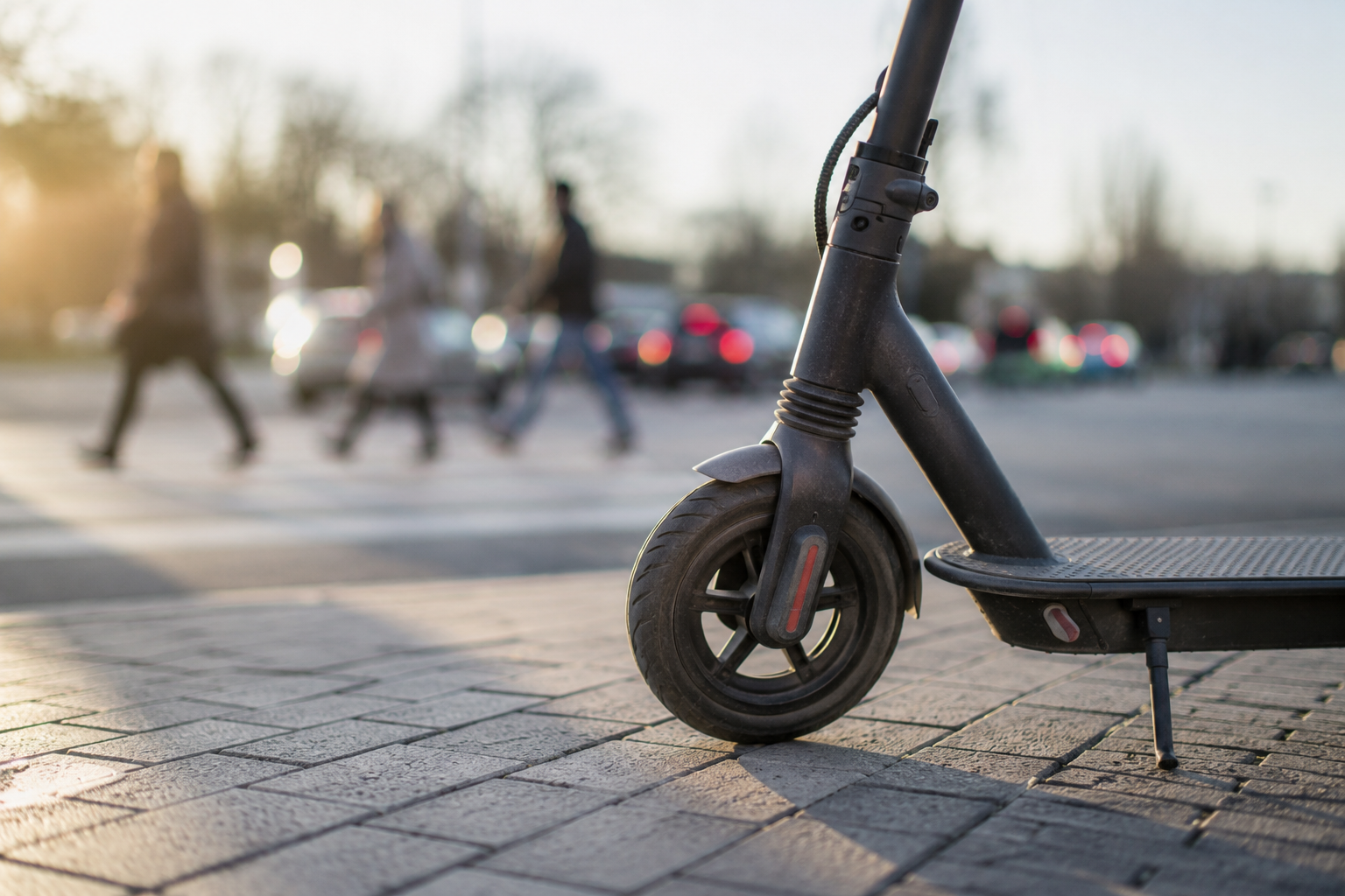Generisches Rettungsfahrzeug und abgestellter E-Scooter zu einem Unfallbericht aus Osterode am Harz.