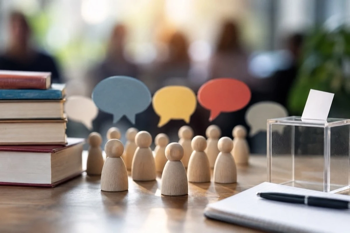 Informationsmaterial und anonyme Diskussionsrunde zum Thema Demokratie und Desinformation in Goslar