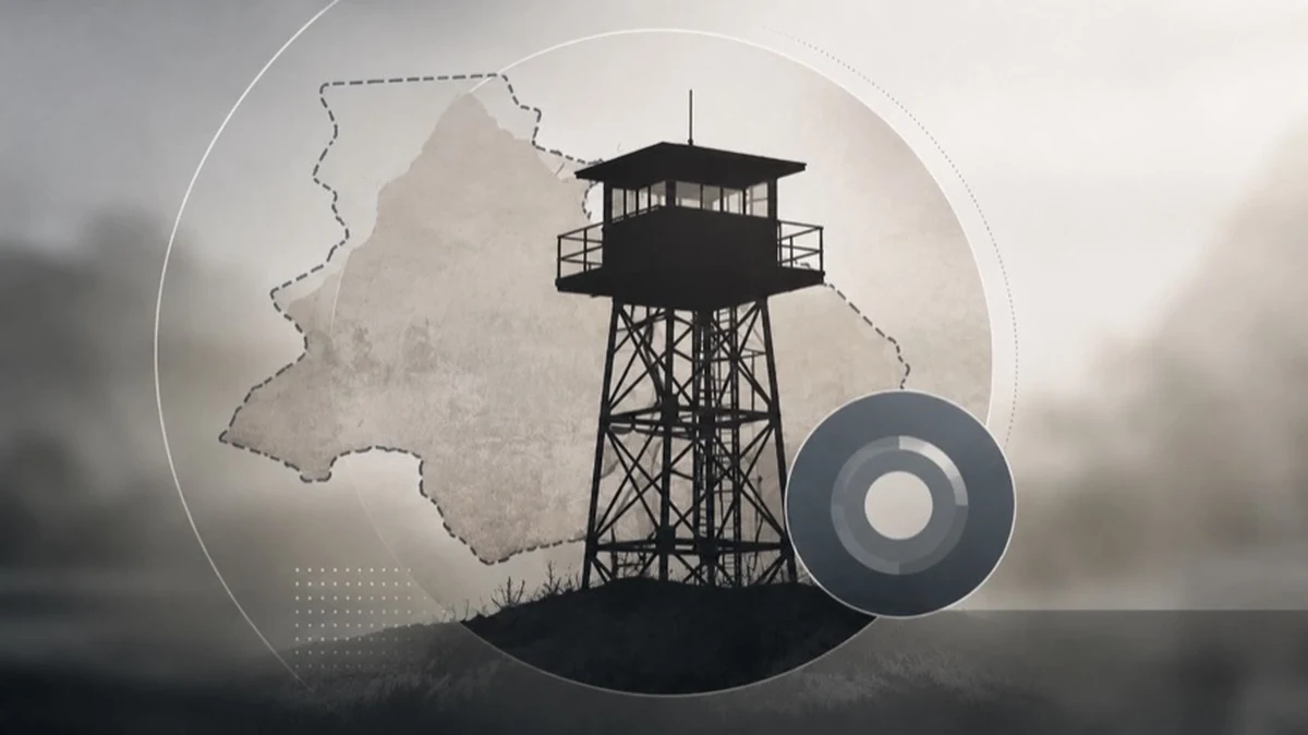 Abstrakte Silhouette eines Aussichtsturms mit neutralem Hinweissymbol zum Harzturm in Torfhaus