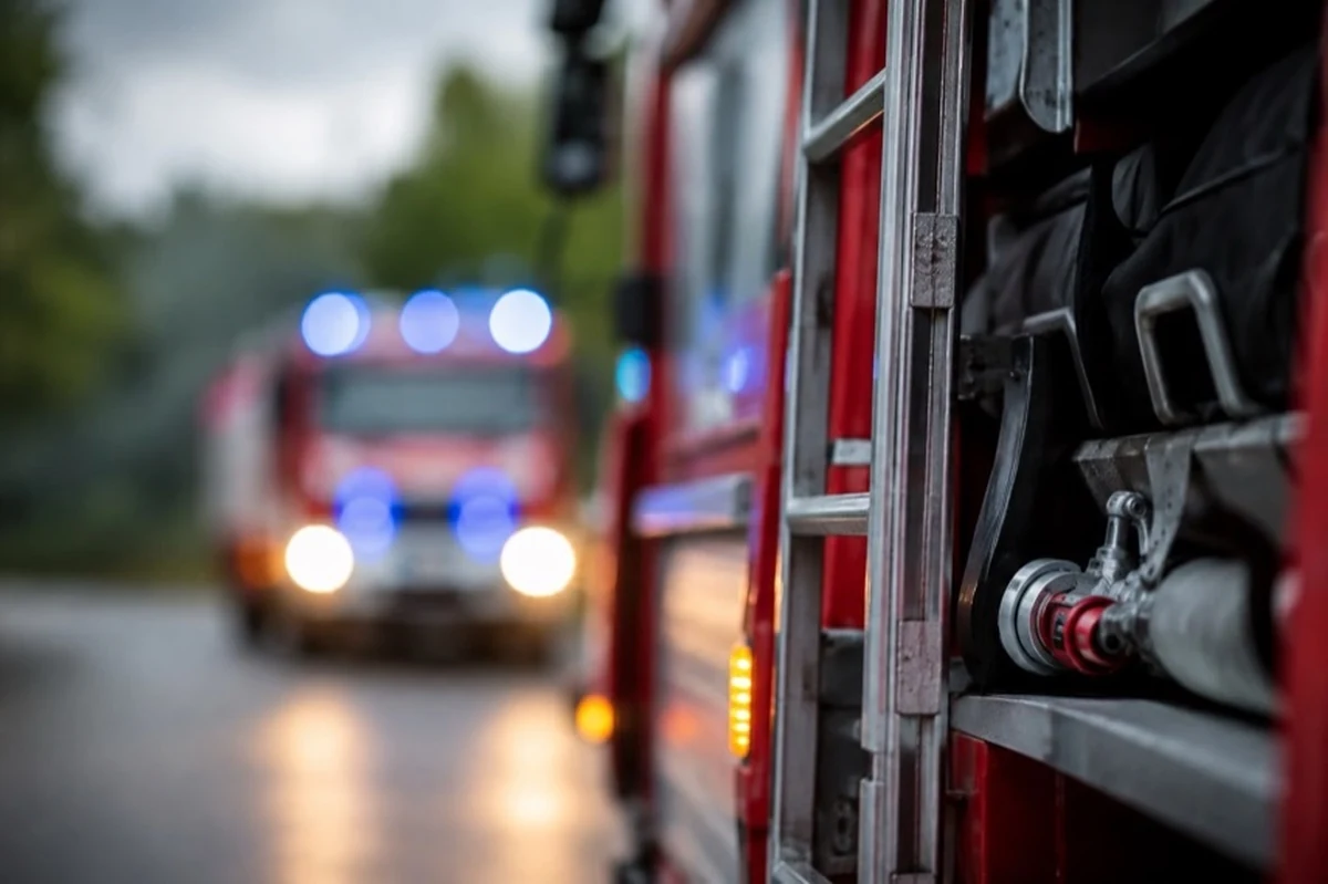 Neutrales Rettungsfahrzeug an einem ländlichen Gewässer vor Bäumen und Vegetation im Harz.