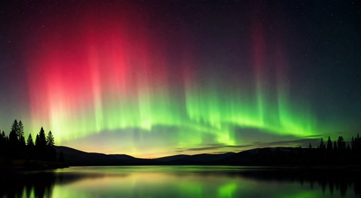 Dunkler Nachthimmel über einer Harzlandschaft mit schwachem grünlichem Lichtschein am Horizont