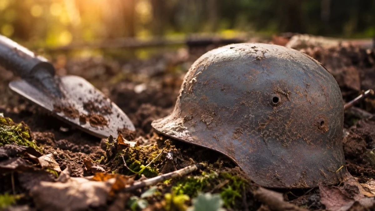 Teilweise freigelegter Betongang als Motiv für eine historische Luftschutzanlage aus dem Zweiten Weltkrieg im Harz