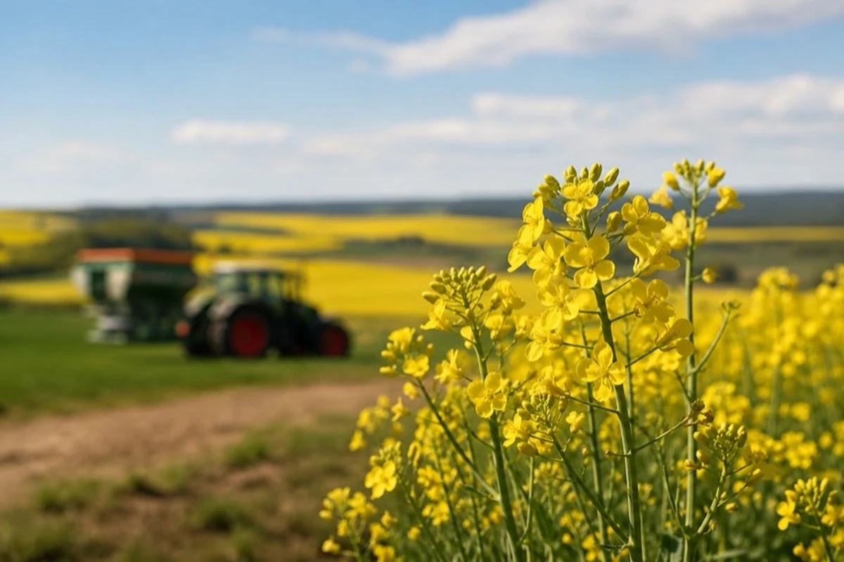 Trockene Rapsschoten auf einem Rapsfeld zur Ernte 2026 in Sachsen-Anhalt und im Harz
