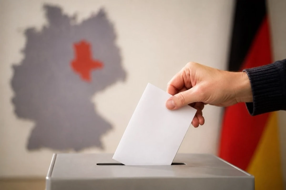 Wahlurne und Stimmzettel zur Landtagswahl in Sachsen-Anhalt für Wähler aus der Harzregion
