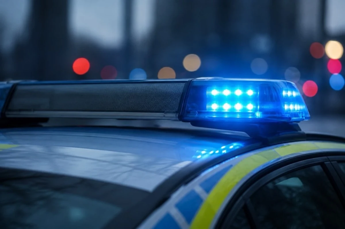Generisches Blaulicht an einem Polizeifahrzeug zum tödlichen Motorradunfall auf der B241 bei Goslar im Harz