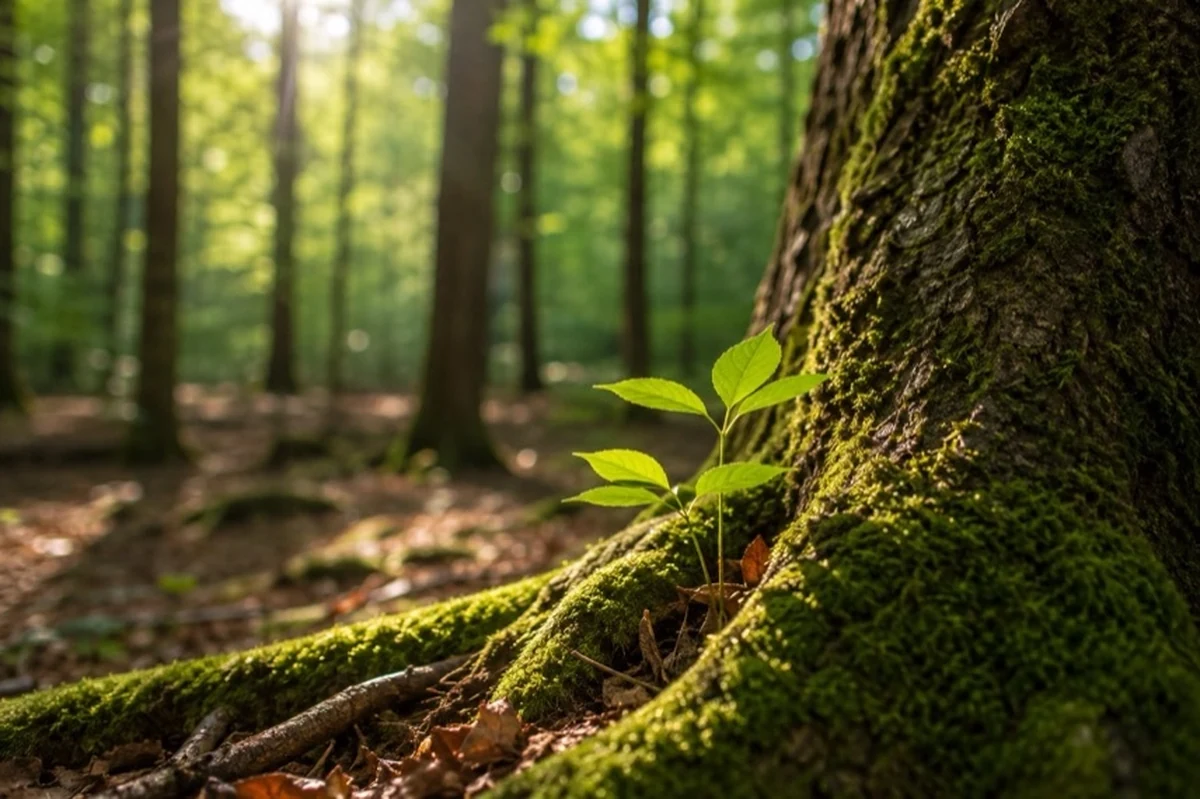 Naturnaher Buchenmischwald mit alten Bäumen und Totholz als Motiv für Waldwildnis im Harz