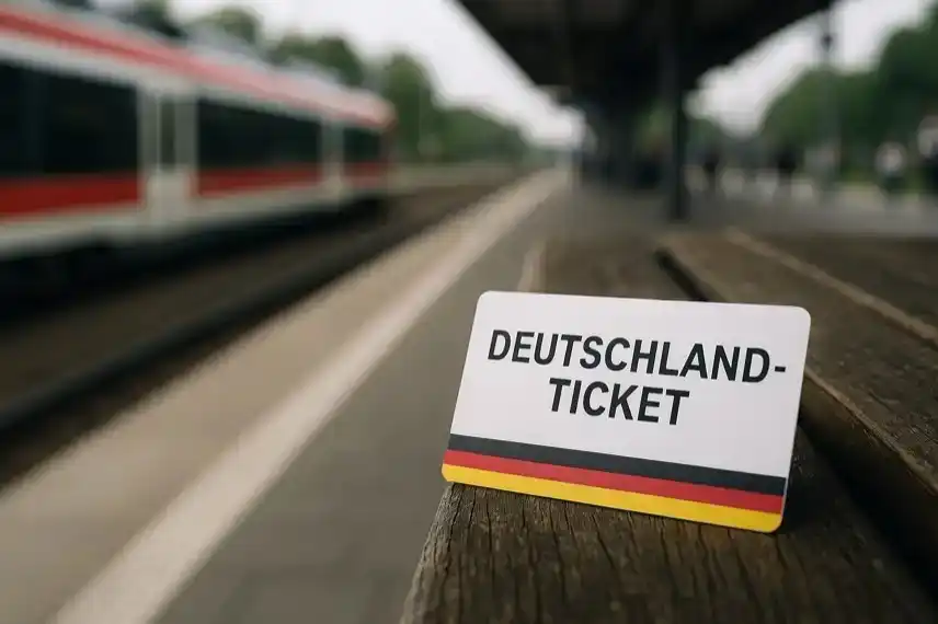 Deutschlandticket auf Bank am Bahnhof im Harz, Symbolbild zur Preiserhöhung und den Auswirkungen für Pendler und Bewohner.