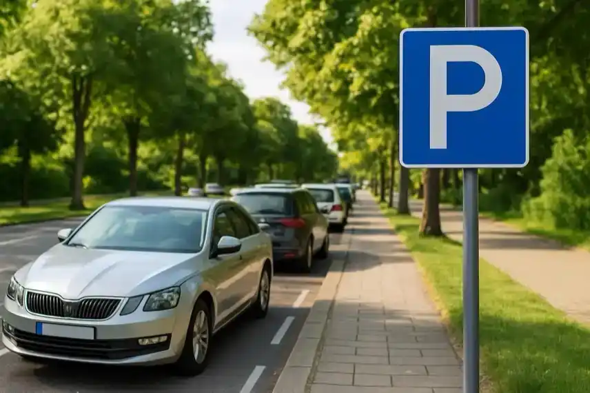Parkplatz in Wernigerode mit Straßenschild „P“ – Hinweise zum Parken beim MDR Harz Open Air 2026 im Harz.