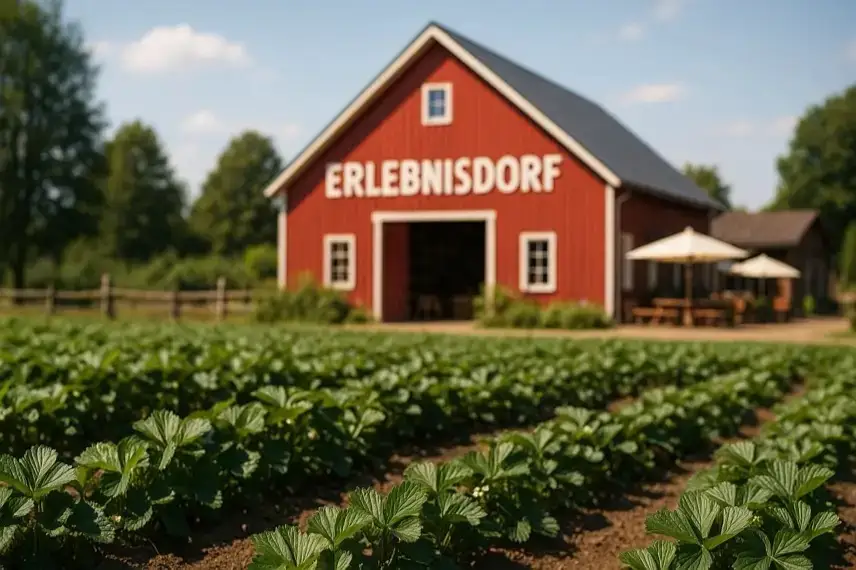 Freies Gelände am Stadtrand mit Straße, Autobahnzufahrt im Hintergrund und bewaldeter Hügellandschaft bei hellem Tageslicht.
