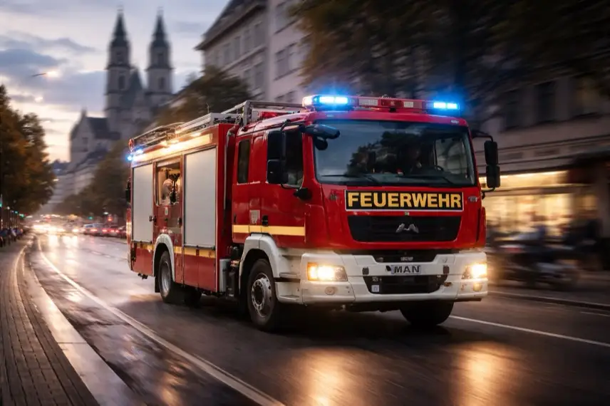 Feuerwehr Auto im Einsatz in Magdeburg